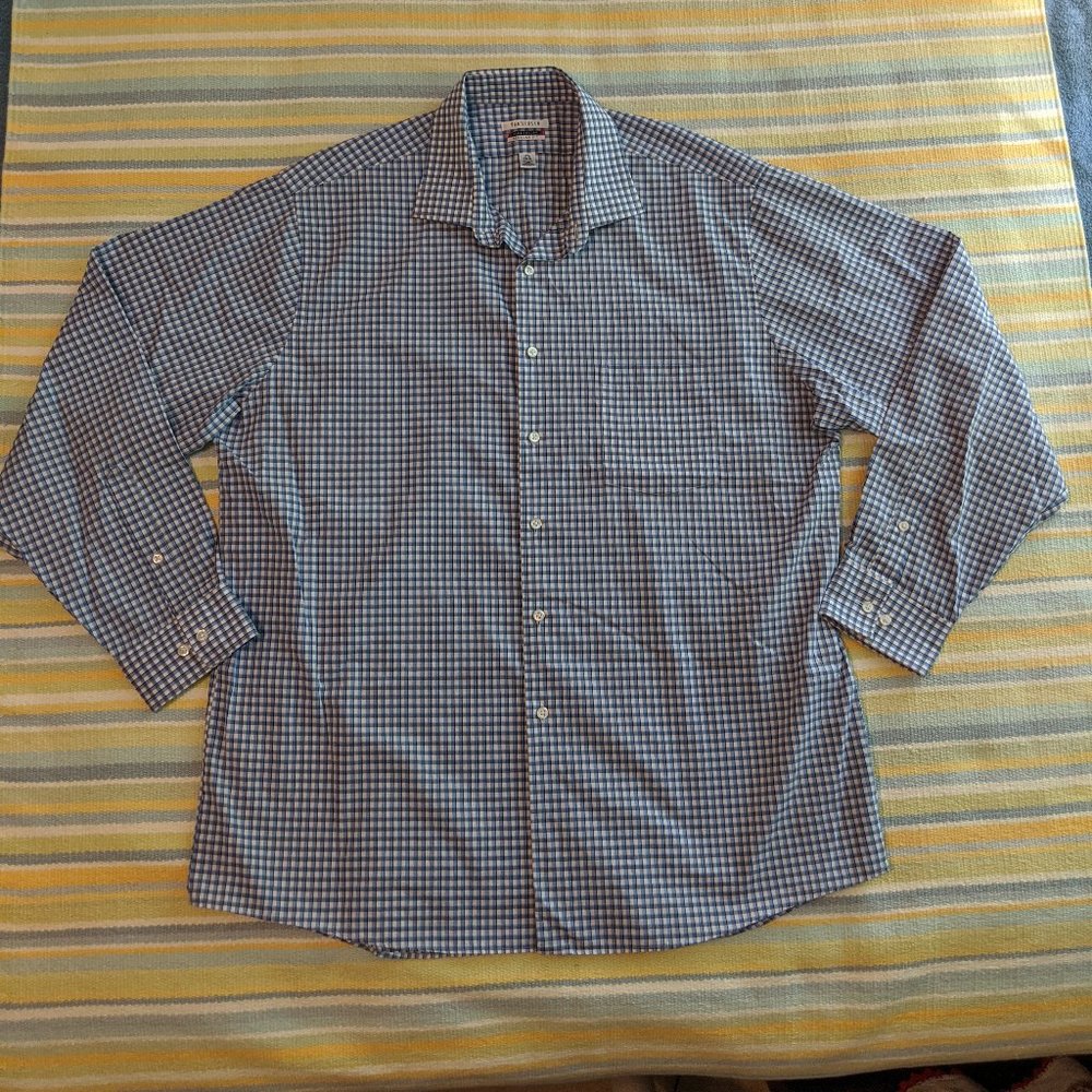 Van Heusen Flex Collar Blue Checked  17.5 Neck